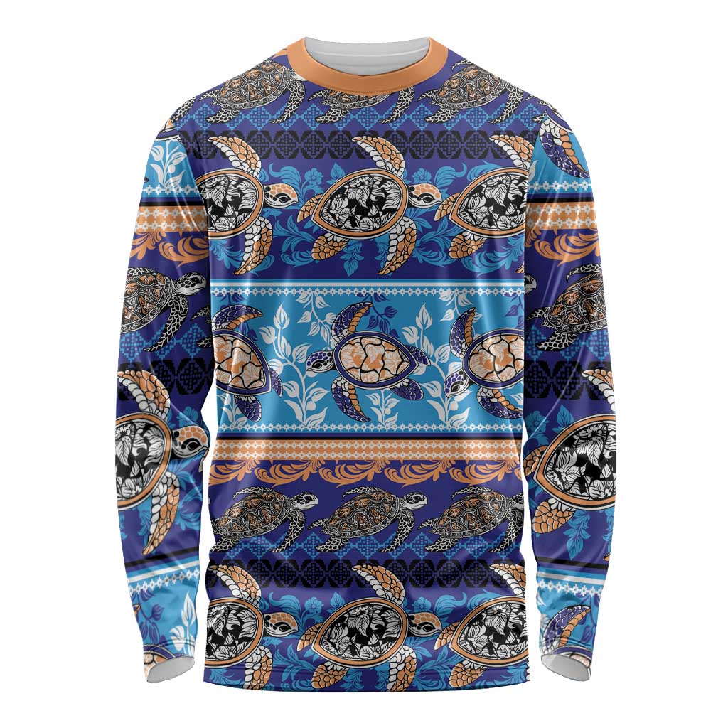 Hawaii Turtles Pattern Special Blue Long Sleeve Shirt LT01 Unisex Blue - Polynesian Pride