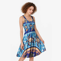 Hawaii Turtles Pattern Special Blue Midi Dress LT01 - Polynesian Pride