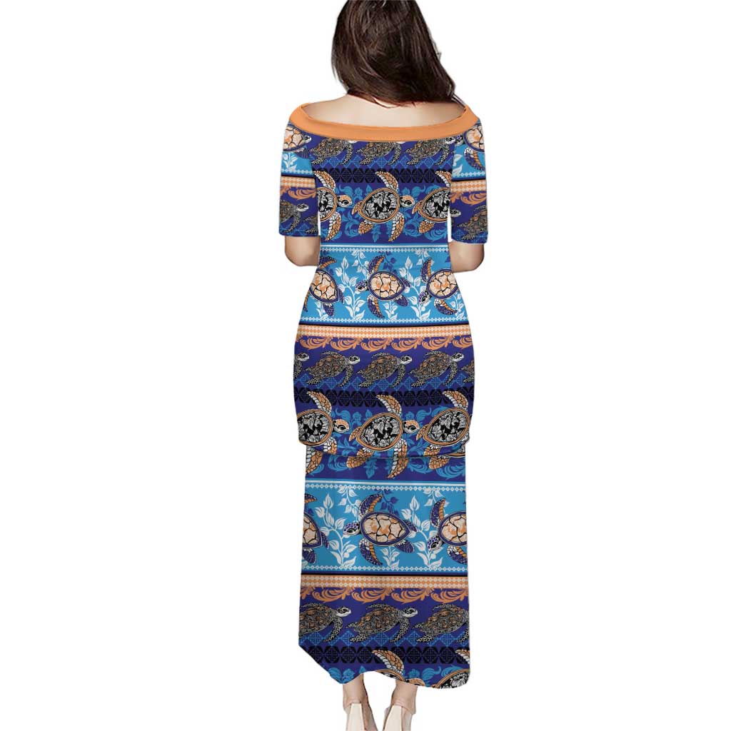 Hawaii Turtles Pattern Special Blue Puletasi LT01 - Polynesian Pride
