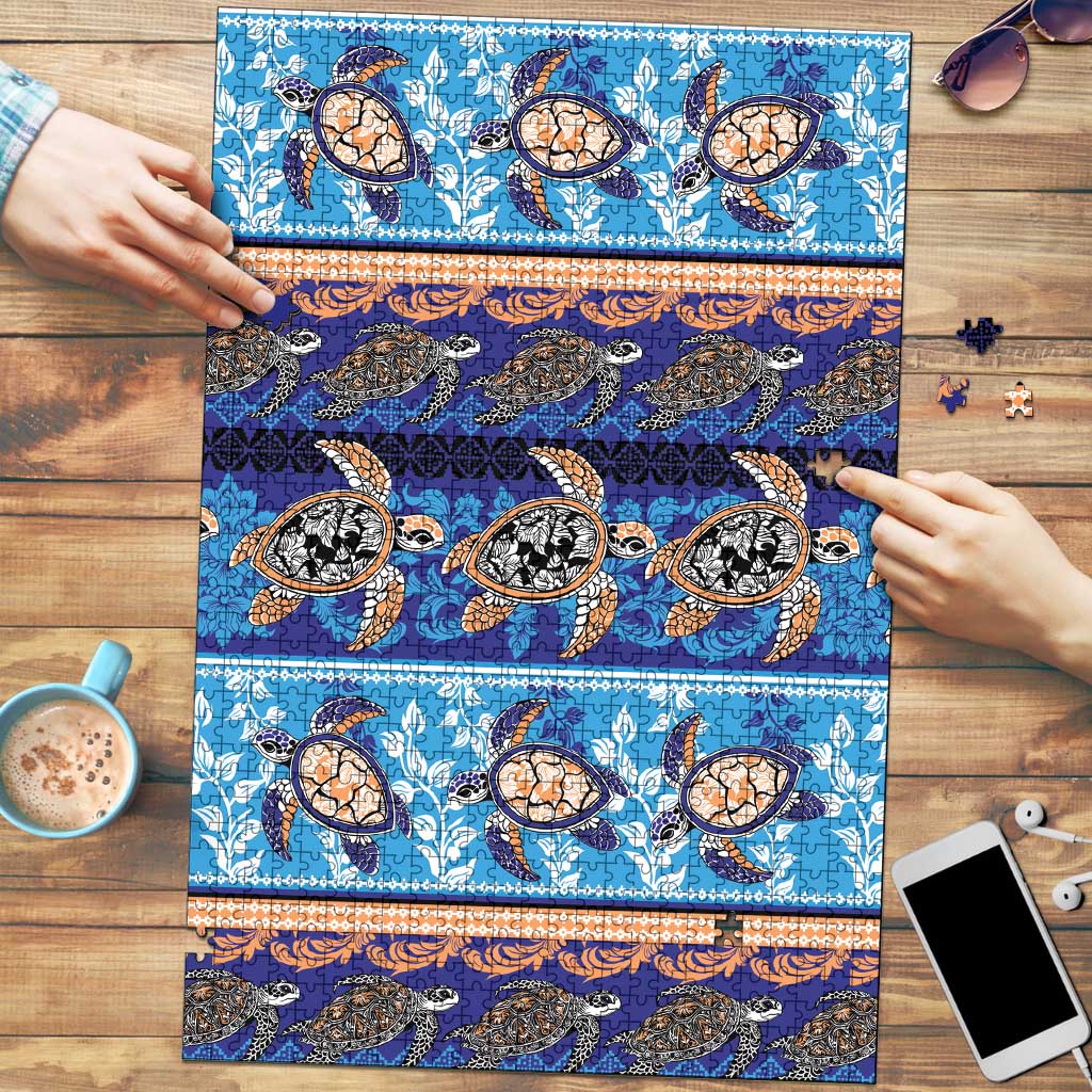 Hawaii Turtles Pattern Special Blue Puzzle LT01 Blue - Polynesian Pride