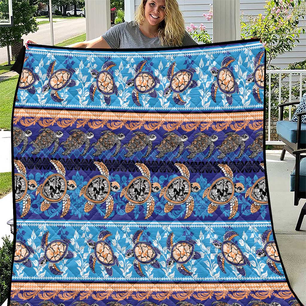 Hawaii Turtles Pattern Special Blue Quilt LT01 Blue - Polynesian Pride