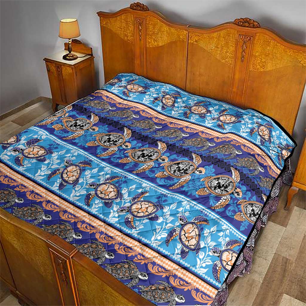 Hawaii Turtles Pattern Special Blue Quilt LT01 - Polynesian Pride