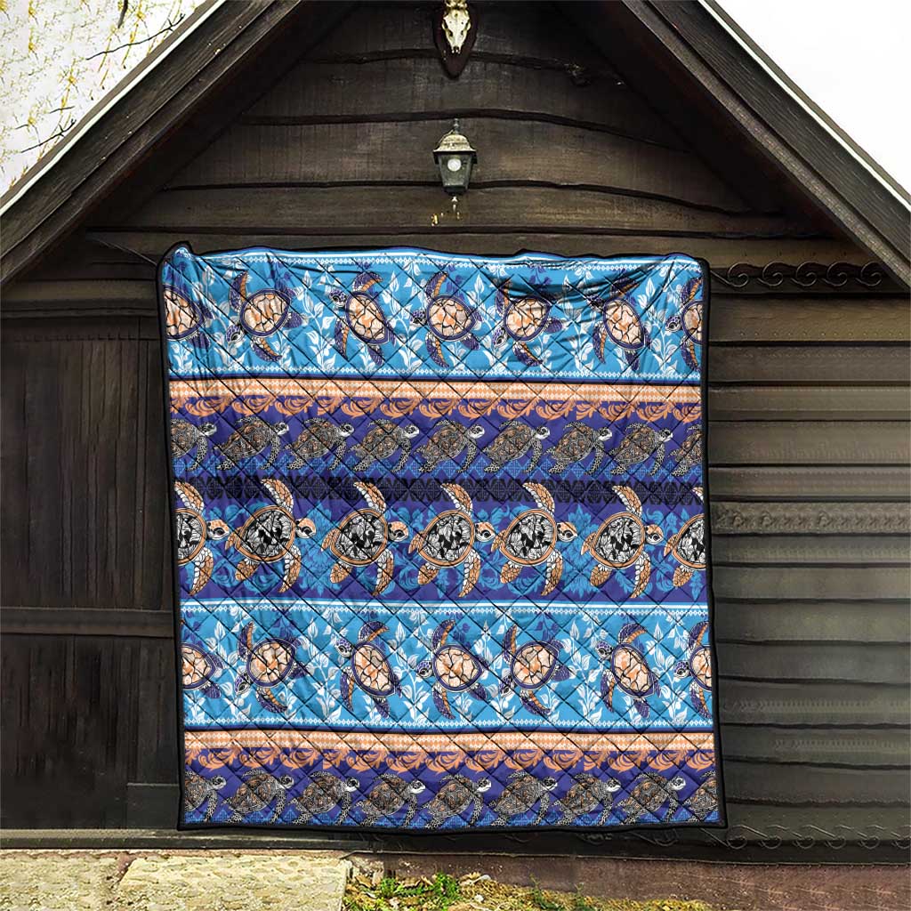 Hawaii Turtles Pattern Special Blue Quilt LT01 - Polynesian Pride