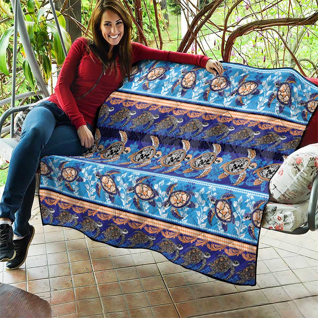 Hawaii Turtles Pattern Special Blue Quilt LT01 - Polynesian Pride