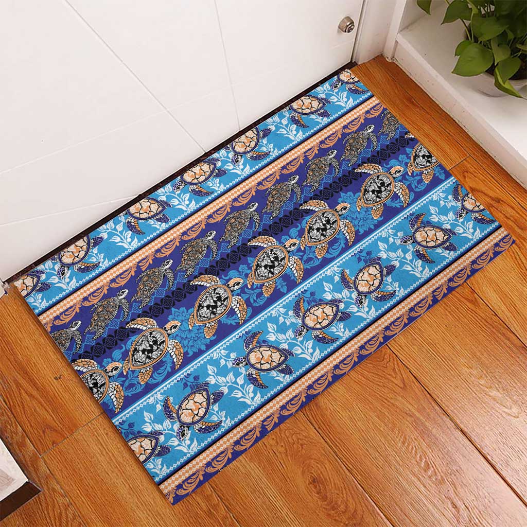 Hawaii Turtles Pattern Special Blue Rubber Doormat LT01 - Polynesian Pride