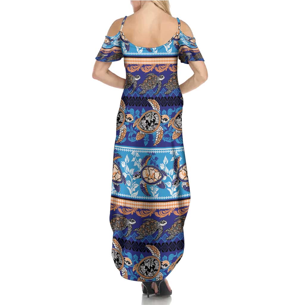 Hawaii Turtles Pattern Special Blue Summer Maxi Dress LT01 - Polynesian Pride