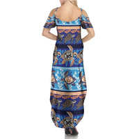 Hawaii Turtles Pattern Special Blue Summer Maxi Dress LT01 - Polynesian Pride