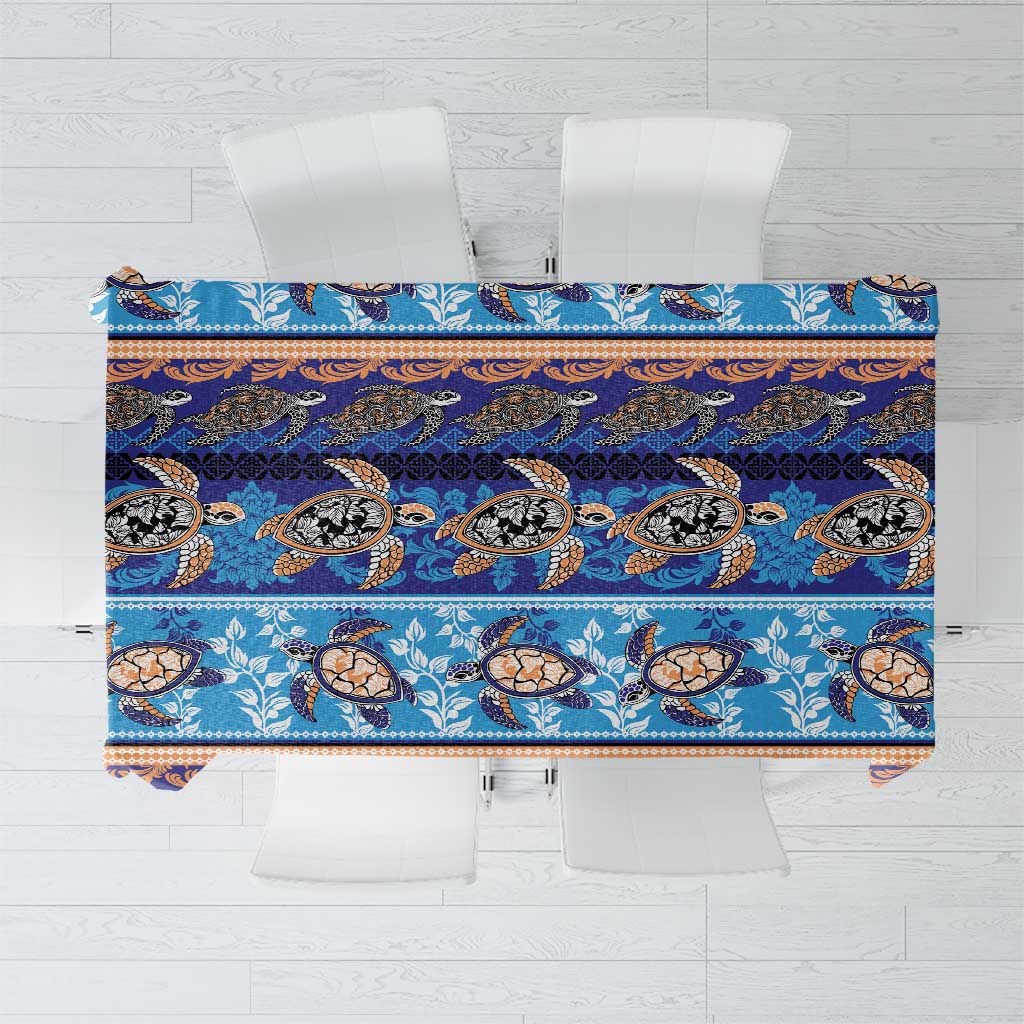 Hawaii Turtles Pattern Special Blue Tablecloth LT01 Blue - Polynesian Pride