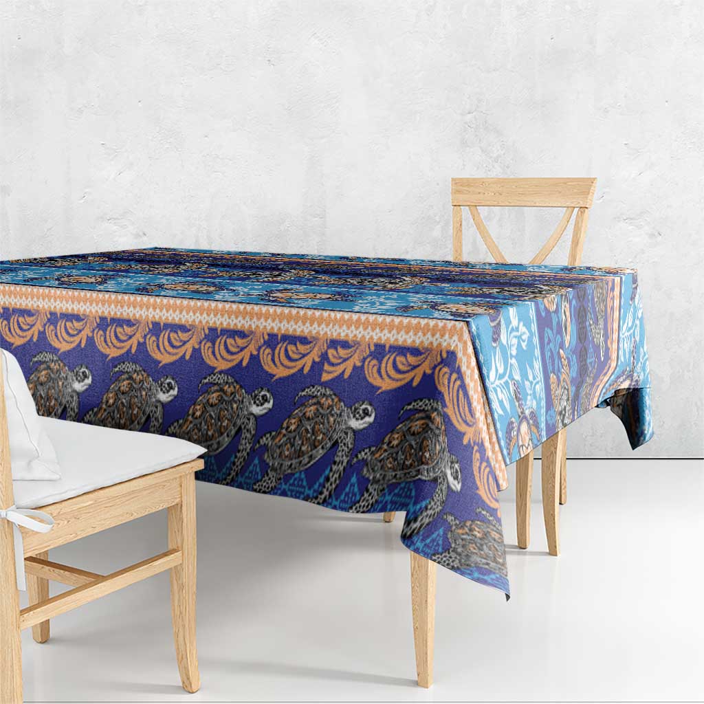 Hawaii Turtles Pattern Special Blue Tablecloth LT01 - Polynesian Pride
