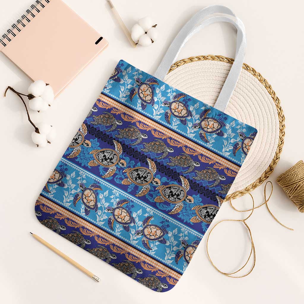 Hawaii Turtles Pattern Special Blue Tote Bag LT01 White Strap One Size Blue - Polynesian Pride