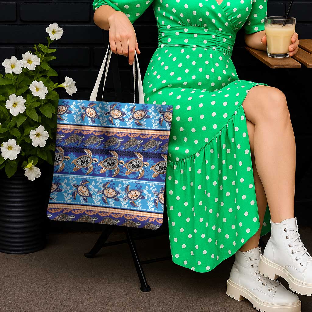 Hawaii Turtles Pattern Special Blue Tote Bag LT01 - Polynesian Pride