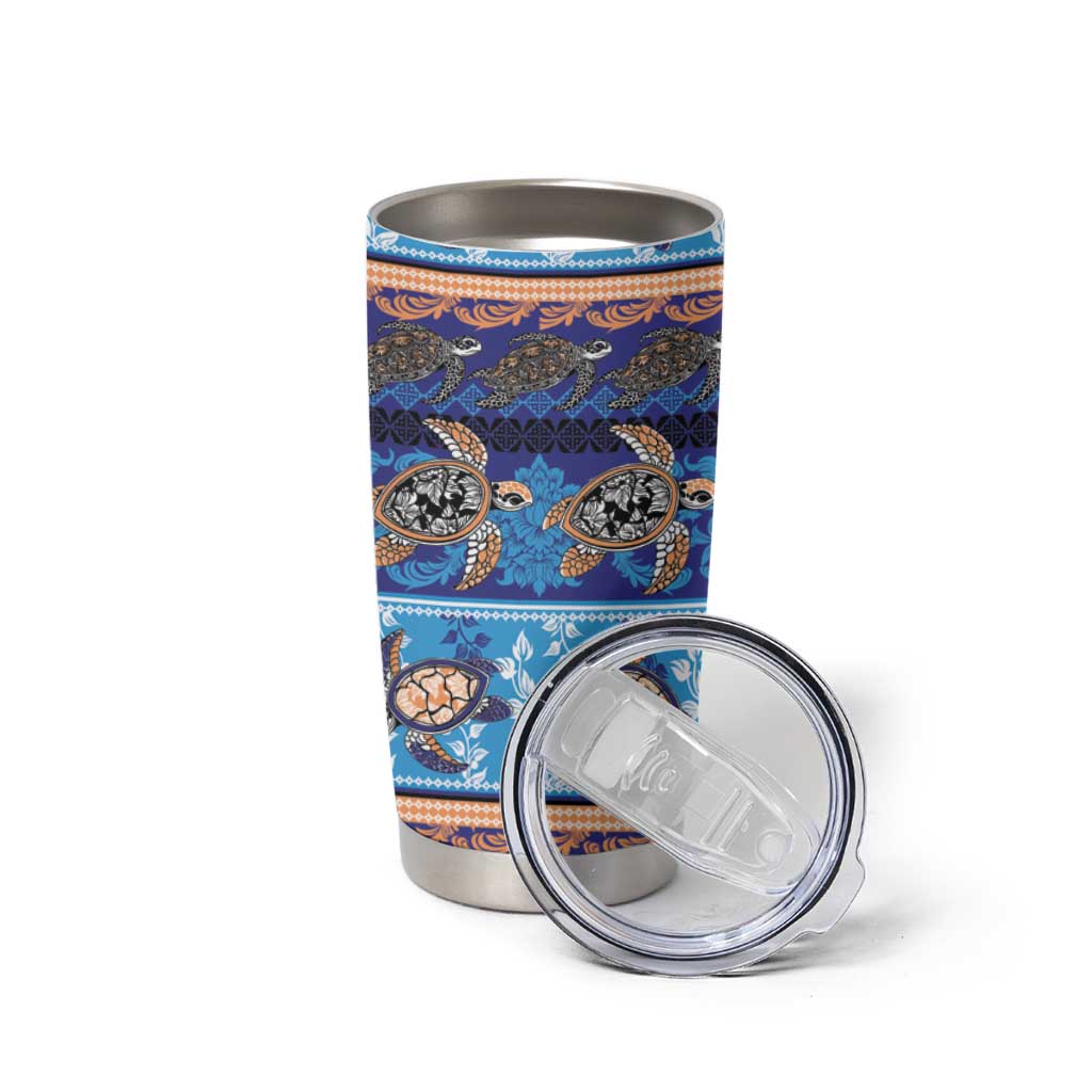 Hawaii Turtles Pattern Special Blue Tumbler Cup LT01 - Polynesian Pride