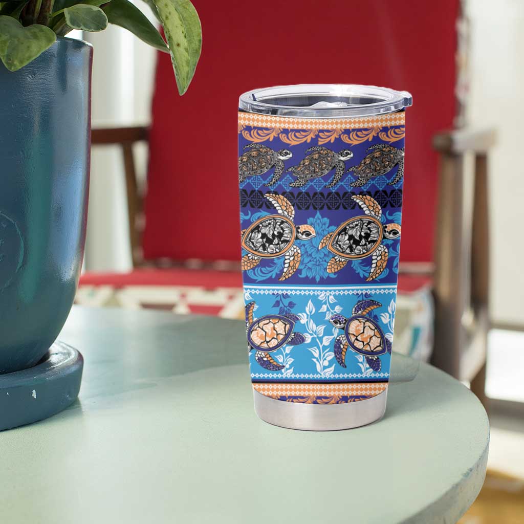 Hawaii Turtles Pattern Special Blue Tumbler Cup LT01 - Polynesian Pride
