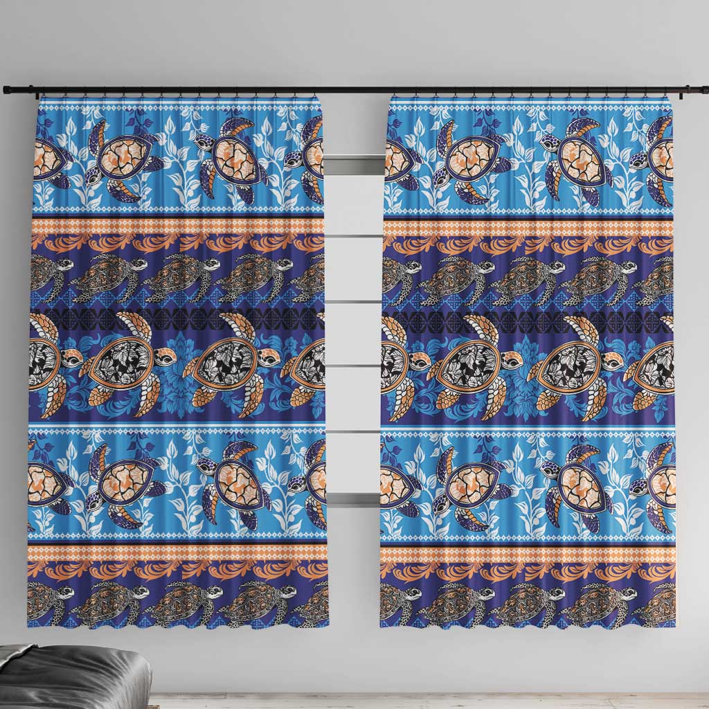 Hawaii Turtles Pattern Special Blue Window Curtain LT01 With Hooks Blue - Polynesian Pride