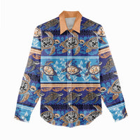 Hawaii Turtles Pattern Special Blue Women Casual Shirt LT01 - Polynesian Pride