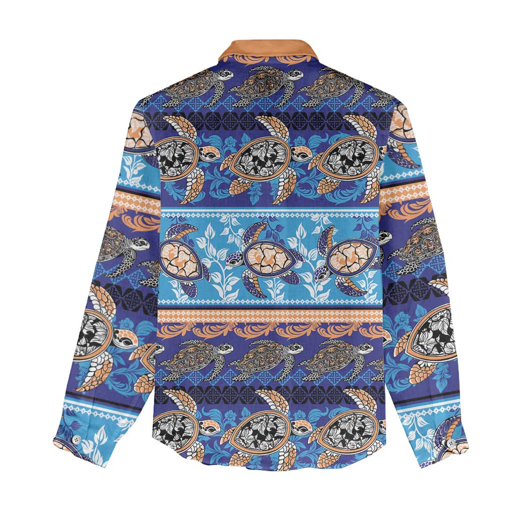 Hawaii Turtles Pattern Special Blue Women Casual Shirt LT01 - Polynesian Pride