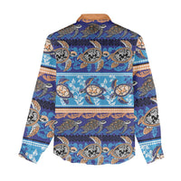 Hawaii Turtles Pattern Special Blue Women Casual Shirt LT01 - Polynesian Pride