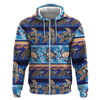 Hawaii Turtles Pattern Special Blue Zip Hoodie LT01 Zip Hoodie Blue - Polynesian Pride
