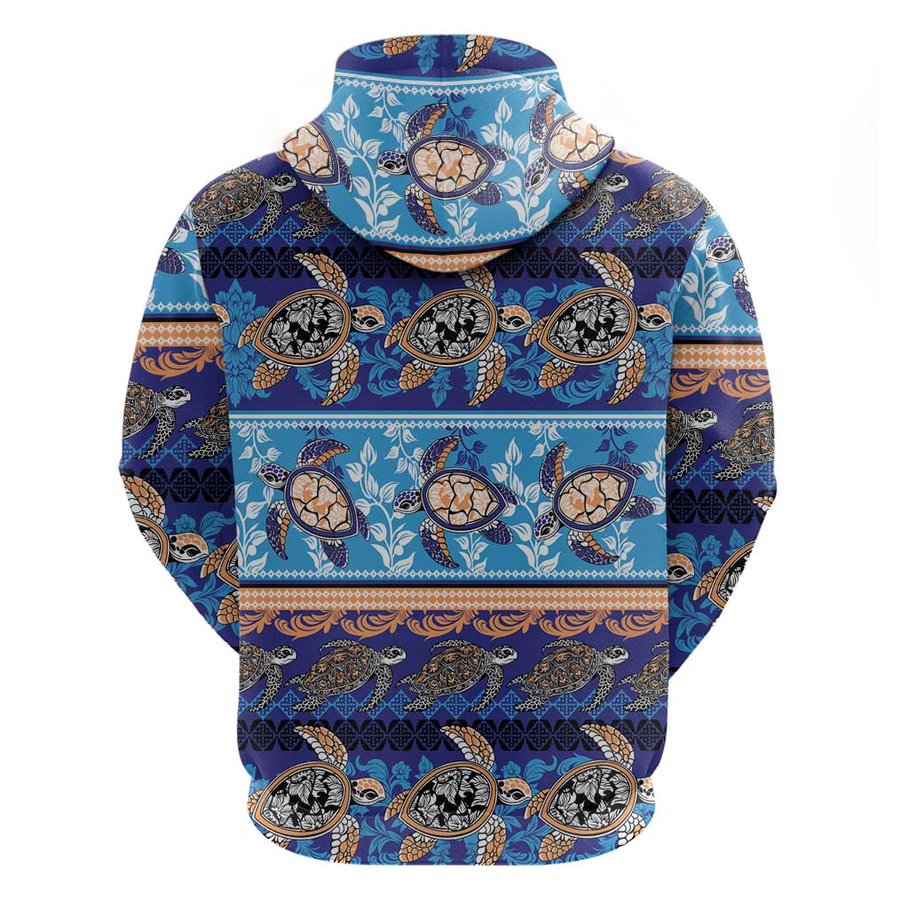 Hawaii Turtles Pattern Special Blue Zip Hoodie LT01 - Polynesian Pride