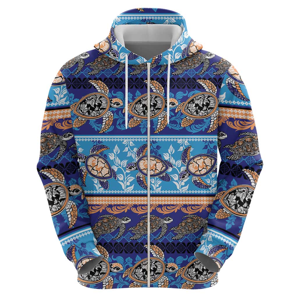 Hawaii Turtles Pattern Special Blue Zip Hoodie LT01 - Polynesian Pride