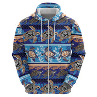 Hawaii Turtles Pattern Special Blue Zip Hoodie LT01 - Polynesian Pride
