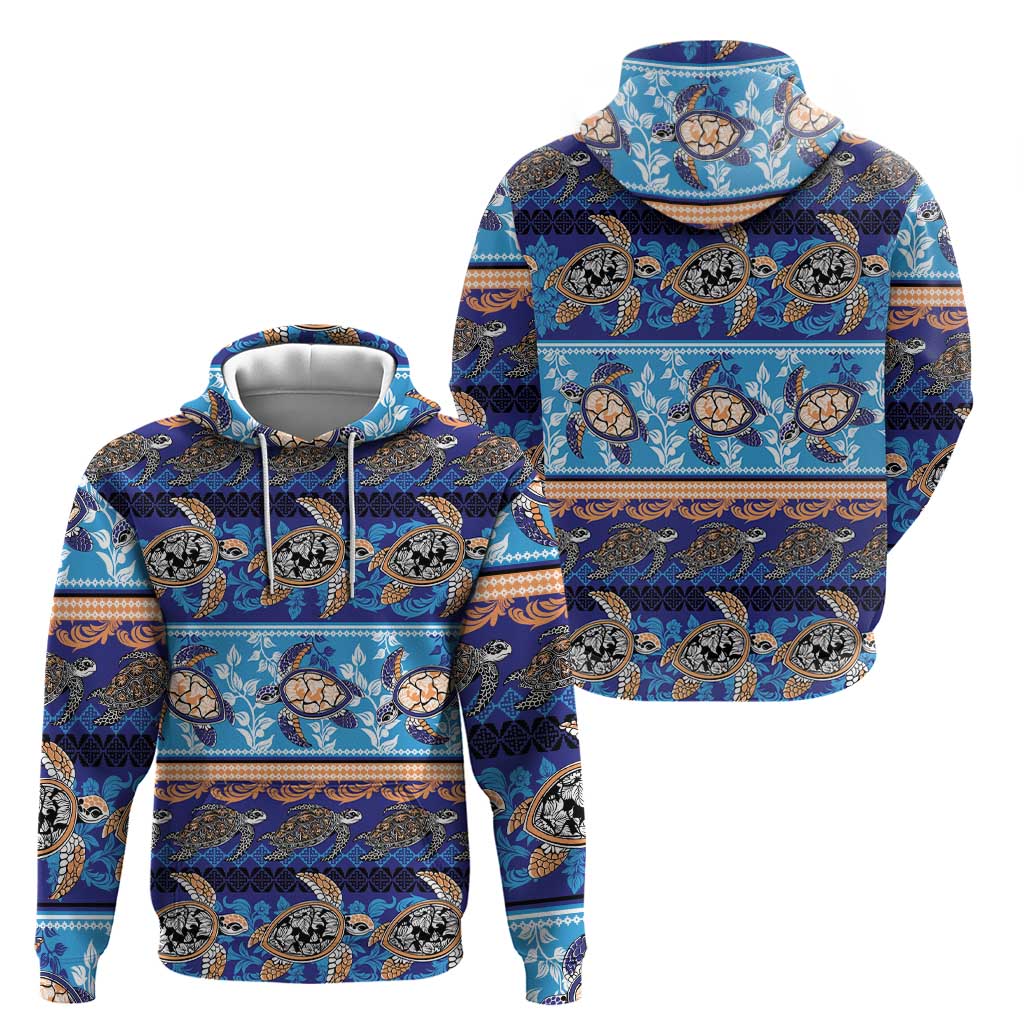 Hawaii Turtles Pattern Special Blue Zip Hoodie LT01 - Polynesian Pride