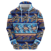 Hawaii Turtles Pattern Special Blue Zip Hoodie LT01 - Polynesian Pride