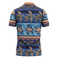 Hawaii Turtles Pattern Special Blue Zipper Polo Shirt LT01 - Polynesian Pride