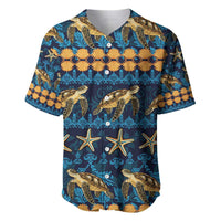 Hawaii Turtles Starfish Unique Pattern Baseball Jersey LT01 Blue - Polynesian Pride