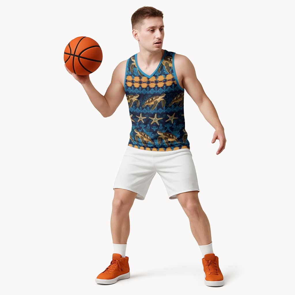 Hawaii Turtles Starfish Unique Pattern Basketball Jersey LT01 - Polynesian Pride