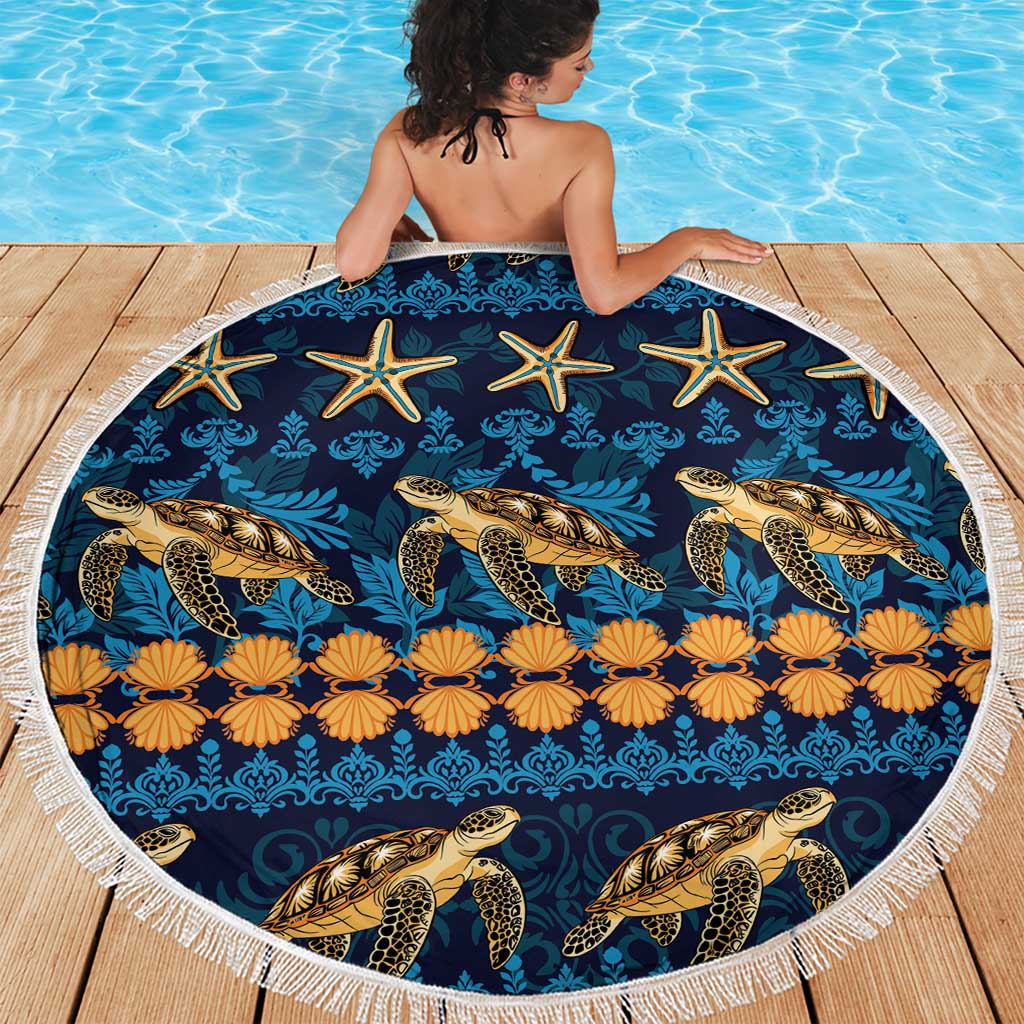 Hawaii Turtles Starfish Unique Pattern Beach Blanket LT01 - Polynesian Pride