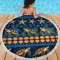 Hawaii Turtles Starfish Unique Pattern Beach Blanket LT01 - Polynesian Pride