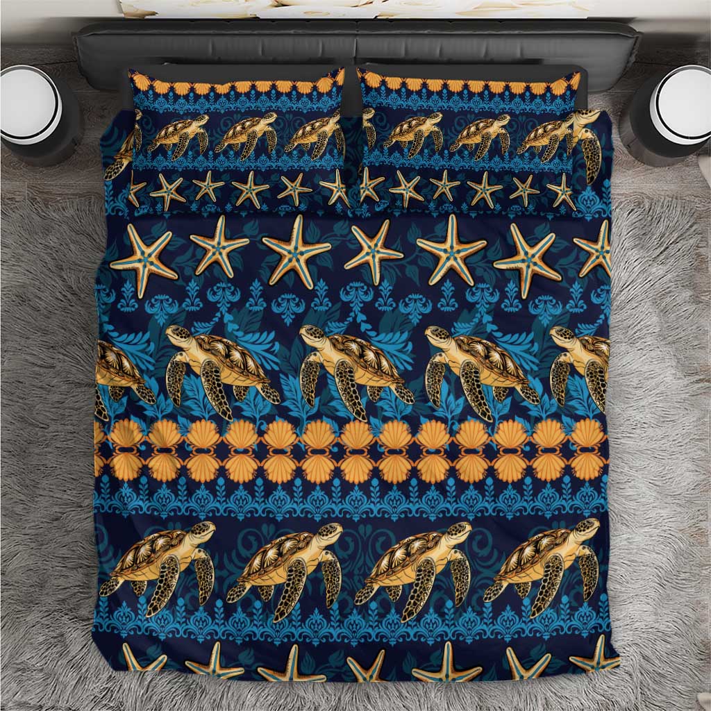 Hawaii Turtles Starfish Unique Pattern Bedding Set LT01 Blue - Polynesian Pride