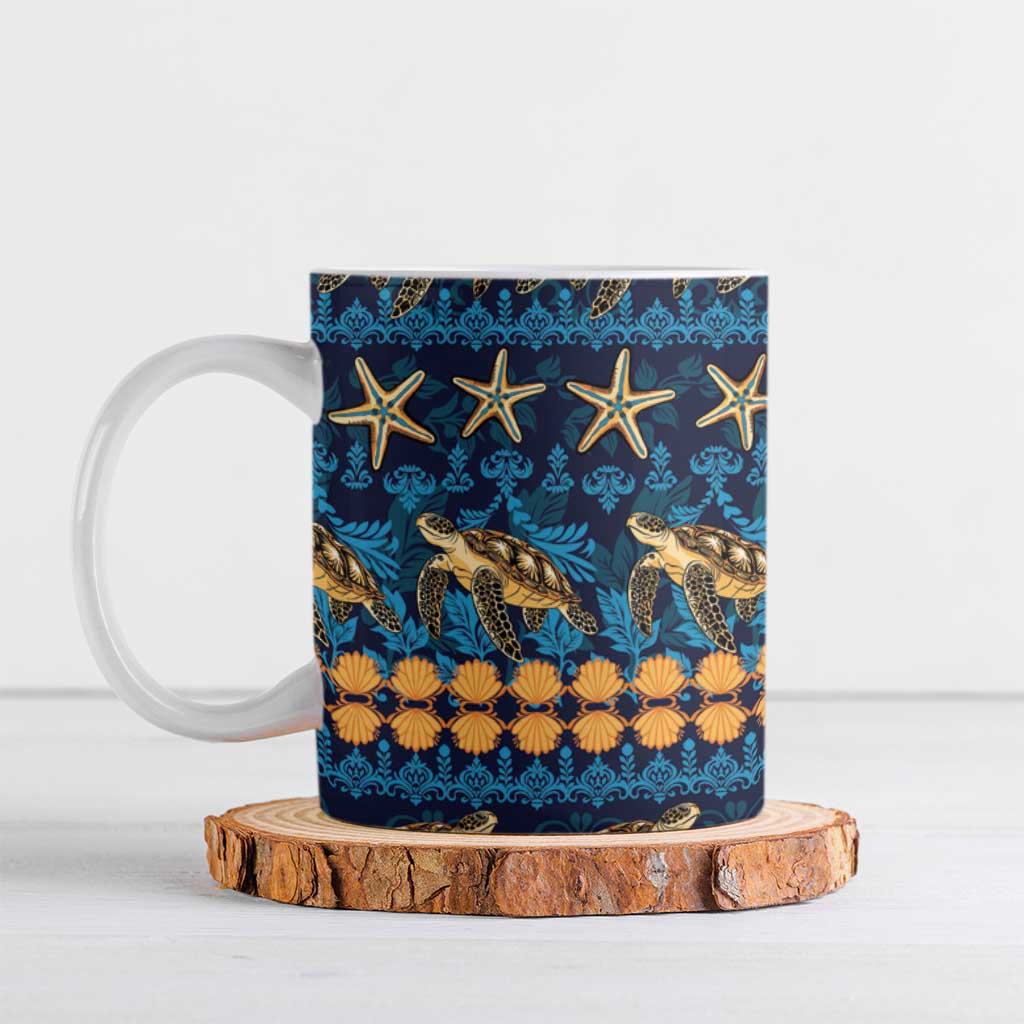 Hawaii Turtles Starfish Unique Pattern Ceramic Mug LT01 Blue - Polynesian Pride