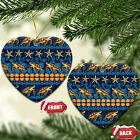 Hawaii Turtles Starfish Unique Pattern Ceramic Ornament LT01 Heart Blue - Polynesian Pride