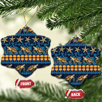 Hawaii Turtles Starfish Unique Pattern Ceramic Ornament LT01 Snow Flake Blue - Polynesian Pride