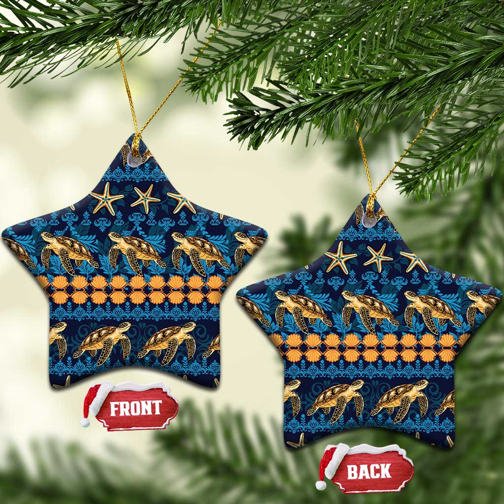 Hawaii Turtles Starfish Unique Pattern Ceramic Ornament LT01 Star Blue - Polynesian Pride