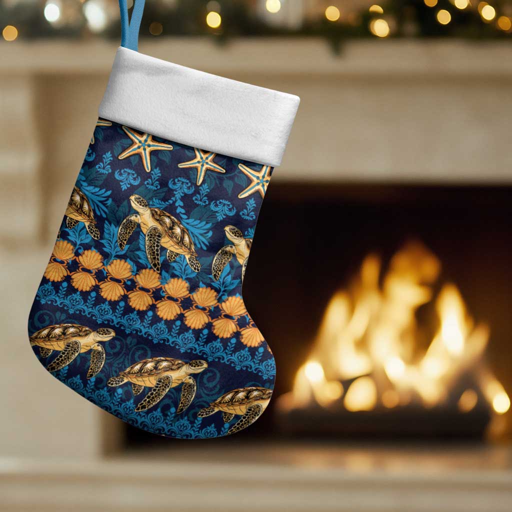 Hawaii Turtles Starfish Unique Pattern Christmas Stocking LT01 Set of 2 Blue - Polynesian Pride