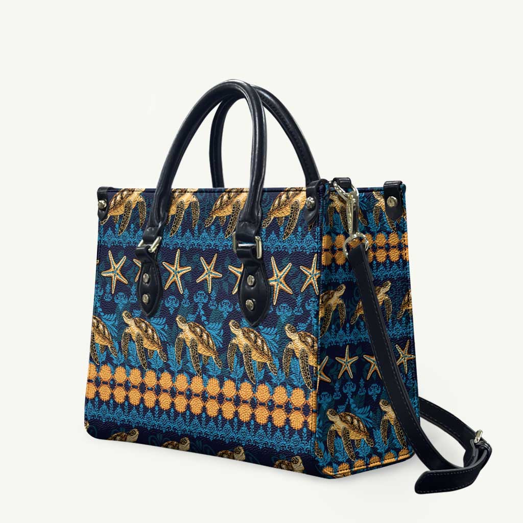 Hawaii Turtles Starfish Unique Pattern Leather Bag LT01 Blue - Polynesian Pride