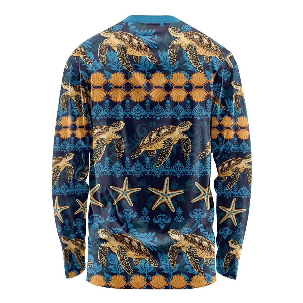 Hawaii Turtles Starfish Unique Pattern Long Sleeve Shirt LT01 - Polynesian Pride
