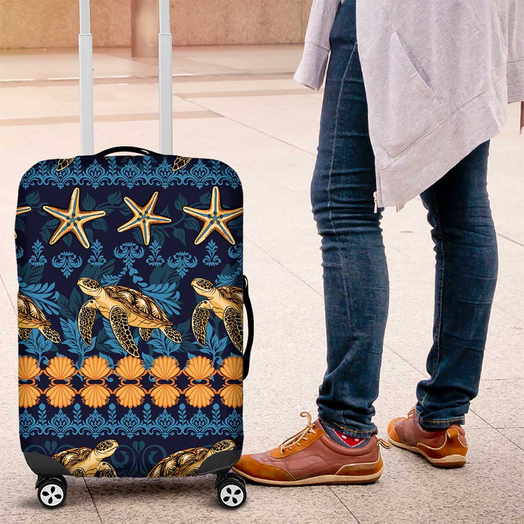 Hawaii Turtles Starfish Unique Pattern Luggage Cover LT01 Blue - Polynesian Pride