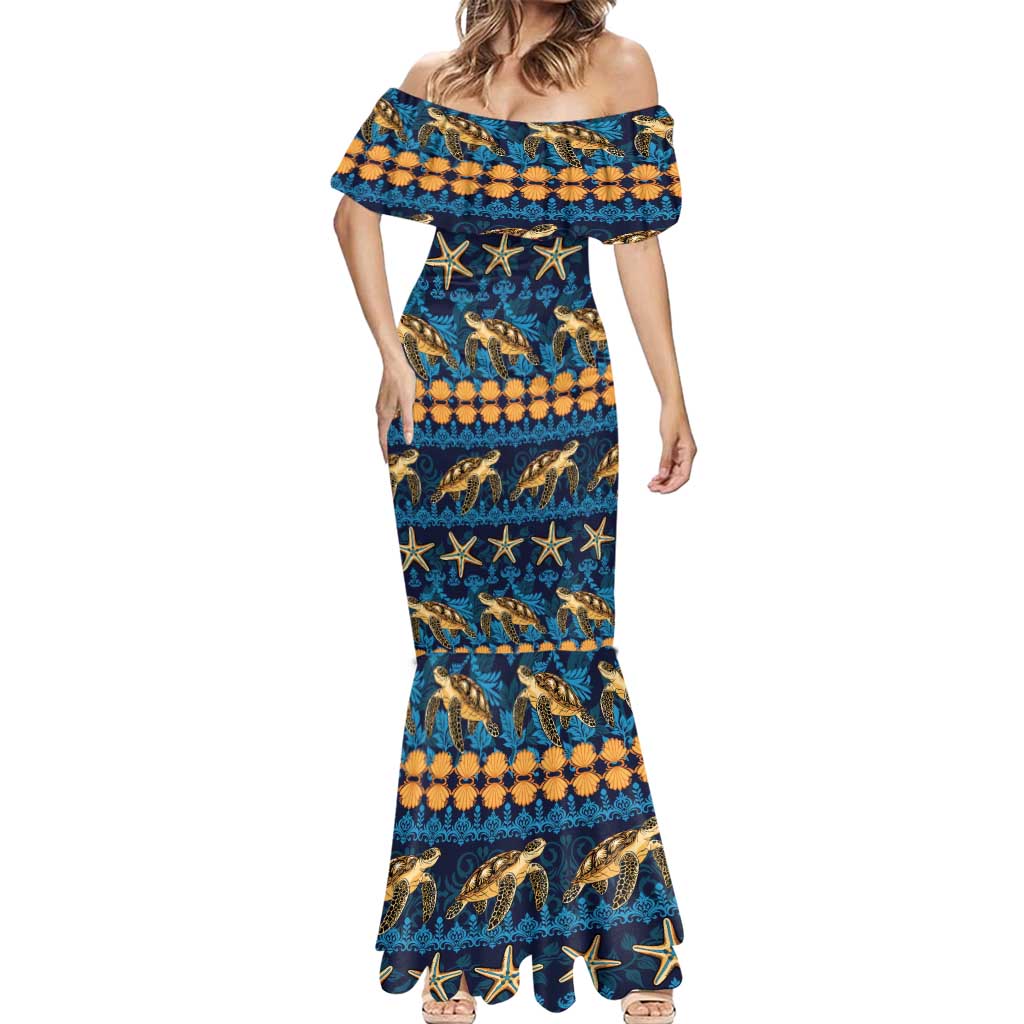 Hawaii Turtles Starfish Unique Pattern Mermaid Dress LT01 - Polynesian Pride