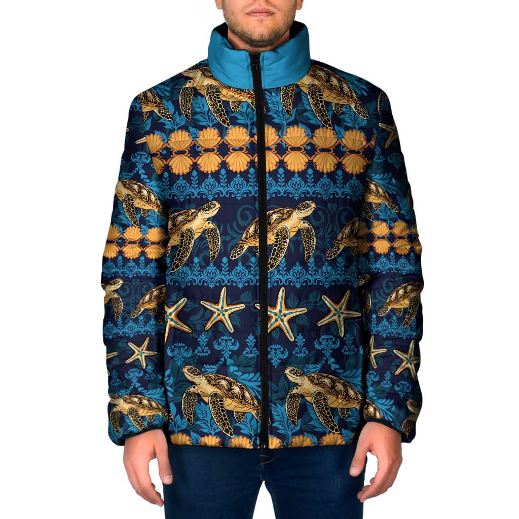 Hawaii Turtles Starfish Unique Pattern Padded Jacket LT01 Men Blue - Polynesian Pride