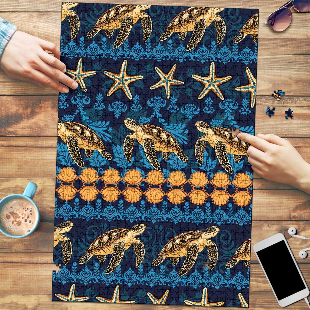 Hawaii Turtles Starfish Unique Pattern Puzzle LT01 Blue - Polynesian Pride