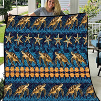 Hawaii Turtles Starfish Unique Pattern Quilt LT01 Blue - Polynesian Pride