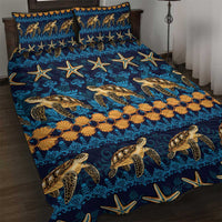 Hawaii Turtles Starfish Unique Pattern Quilt Bed Set LT01 Blue - Polynesian Pride