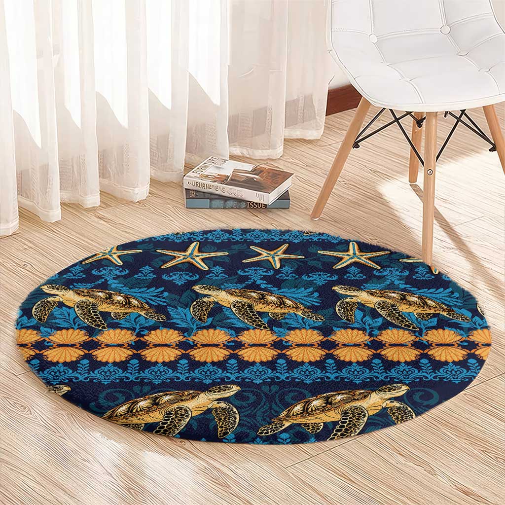 Hawaii Turtles Starfish Unique Pattern Round Carpet LT01 - Polynesian Pride