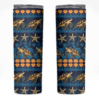 Hawaii Turtles Starfish Unique Pattern Skinny Tumbler LT01 Blue - Polynesian Pride