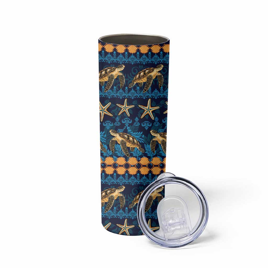 Hawaii Turtles Starfish Unique Pattern Skinny Tumbler LT01 - Polynesian Pride