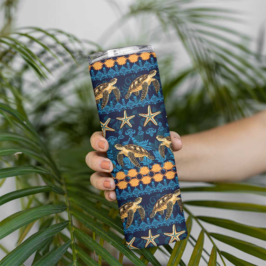 Hawaii Turtles Starfish Unique Pattern Skinny Tumbler LT01 - Polynesian Pride
